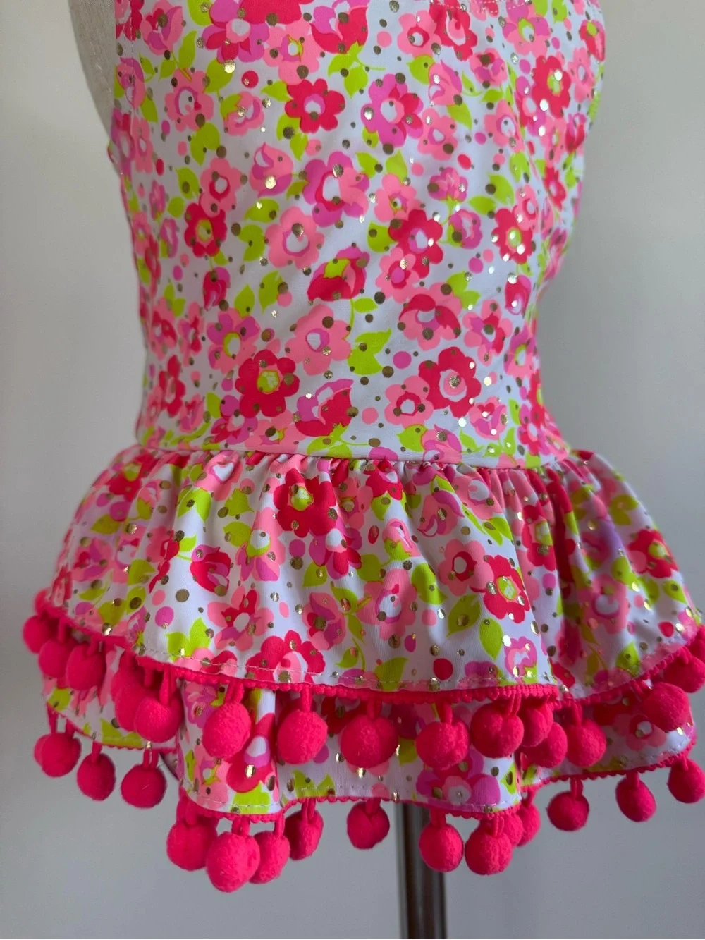 Nicole Miller Kids One-Piece Swimsuit in Hot Pink, Lime Green, White Floral